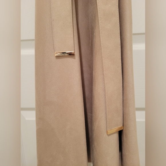 CALVIN KLEIN FAUX SUEDE Sleeveless Dress Tan Sz 8 *LIKE NEW* - Picture 3 of 9